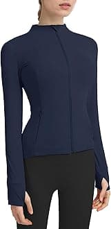 Women's Slim Fit Full Zip Athletic Running Sports Workout Jacket with Pockets