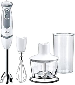 Household MultiQuick 5 Hand Blender, PowerBell Plus Technology, Splash Control, 21 speed, Whisk, Ergonomic Shape, Comfortable Soft Grip, 1000 Watts, 500 ml Chopper - MQ 5235
