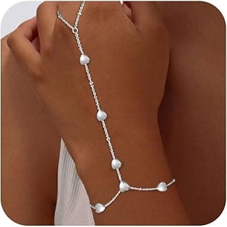 Bracelets for Women,14K Gold/Silver Plated Dainty Hand Chain Bracelets Trendy Ring Bracelet Charm Gold Cuff Bangle Stackable Bracelets Jewelry Adjustable 7"+2"