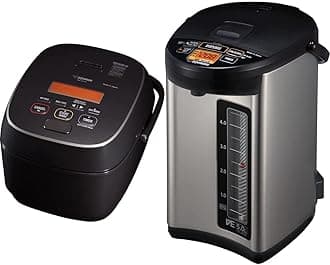 NW-JEC18BA Pressure Induction Heating (IH) Rice Cooker & Warmer, 10-Cup, Made in Japan & CV-JAC50XB, VE Hybrid Water Boiler & Warmer, 5.0 Liter, Stainless Black, Made in Japan