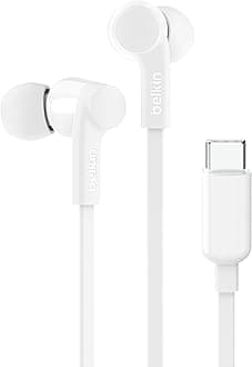 Belkin SoundForm Headphones - Wired In-Ear Earphones With Microphone - Wired Earbuds For iPad Mini, Galaxy & More With USB-C Connector (USB-C Headphones) (White)