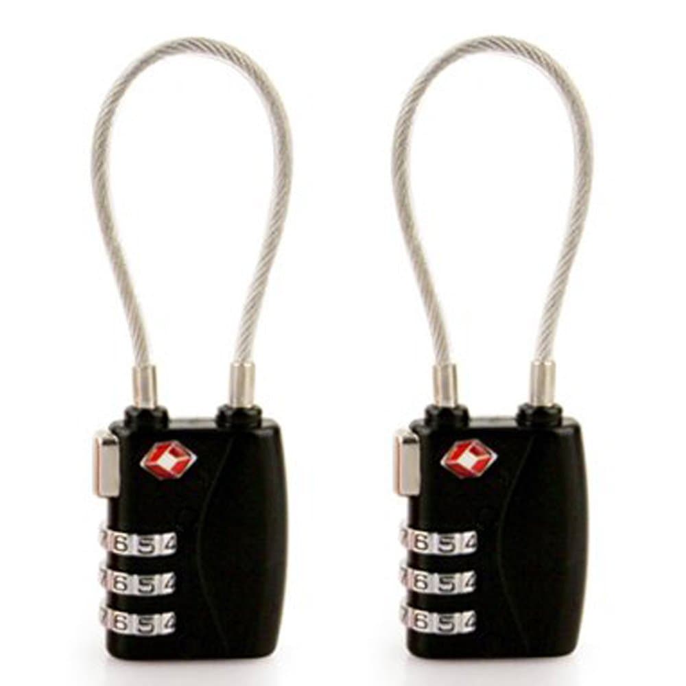 CoBean 2 Pcs Black 719 TSA Accepted Cable Luggage Dial Travel Lock
