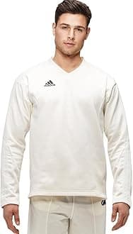 adidas Long Sleeved Men's Cricket Sweater, White, S