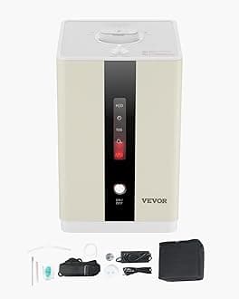 VEVOR Hydrogen Inhalation Machine, 99.99% High Purity Hydrogen Inhaler, HO-Separated 225ml/min (150 H+75 O) Dual Port Hydrogen Oxygen Inhaler, Hydrogen-Rich Water Generator for Home Travel
