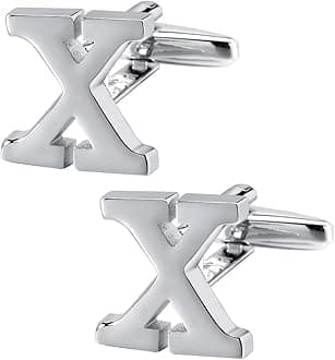 A-Z Initial Cufflink for Men, Classic 18k Gold Silver Black Letter Alphabet Monogram Cuff Links for Wedding Business Party Party