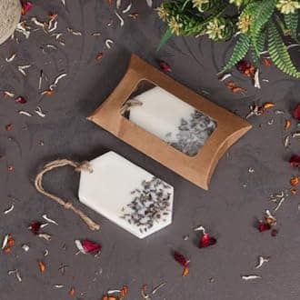 Sachet Tablet Handmade Wax Sachet Lavender Scents Home Fragrance for Air Freshner, Wardrobe Freshener, Closets, Drawers, Cupboards, Car, Shoes Racks, Kitchen (Lavender Pack of 4)