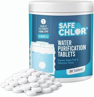 Safe Chlor Tab 1000 | Chlorine Tablets for Water Tank of 1000 Ltrs | Water Purification Tablets for Overhead, Underground Water Tanks | Stable Chlorine | 30 Tablets Economy Pack for Total 30000 Ltrs