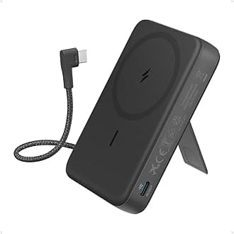 Anker Zolo Magnetic Power Bank, 10,000mAh Wireless Portable Charger with 30W Max Fast Charging, Battery Pack with Built-in USB-C Cable and Adjustable Stand, for iPhone 17/16 Series, AirPods, and More