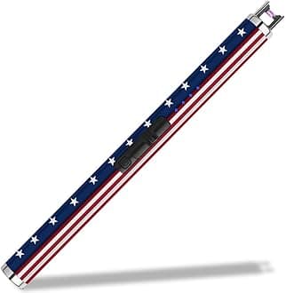 SUPRUS Electric Lighter Candle USB Type C Rechargeable with LED Battery Display and Safety Switch Windproof Souvenir for Independence Memorial and Veterans Day(American Flag)