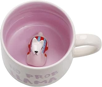 Alpaca Ceramic Cup Hidden 3D Animal Inside Mug,12 oz Cute Cartoon Handmade Figurine Mugs,Christmas Birthday Surprise for Friends Family or Kids (Alpaca)