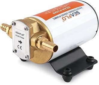 12V Self Priming Impeller Gear Pump - 3.2 GPM Oil Change Diesel Fuel Transfer Pump, Reversible Flow, Copper Impeller, Rugged Metal Gears, 4 Year Warranty