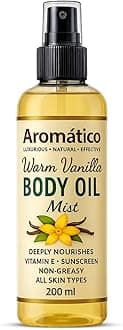AROMATICO Warm Vanilla Body Oil Mist for Women - 200ml | Non-Sticky Formula for Daily Use After Bath, Absorbs Easily | For Nourished, Glowing Skin in the Winters | Cozy & Creamy Fragrance