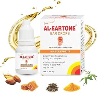 AL-EARTONE AL EARTONE EAR DROPS | Antifungal | Antibacterial | No Side Effects | 100% Ayurvedic & Natural Herbal Ear Drops | 10 ml | Pack of 1