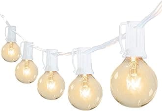 Outdoor String Light 50Feet G40 Globe Patio Lights with 52 Edison Glass Bulbs(2 Spare), Waterproof Connectable Hanging Lights for Backyard Porch Balcony Party Wedding Xmas Decor, E12 Socket Base