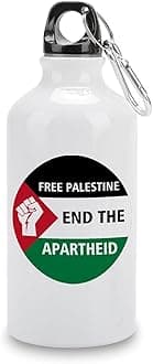 Palestine Flag Travel Sports Water Bottles FREE Palestine End The Apartheid Stainless Steel Water Bottles 14 OZ Insulated Travel Bottle with Carabiner Clip for Outdoor Camping Travel