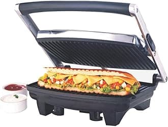 - 1000W Jumbo Grill Sandwich Maker | Can Make 2 Jumbo Sandwich At a Time | Oil Drip Tray Collector | Non-Stick Coating Plates Opens to 105°, BPA & PTFE Free | Power Indicators | 2 Year Warranty