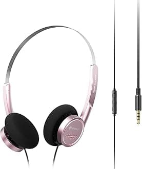 FiiO Snowsky Wind 3.5mm ON-Ear Headphones for Recording Gaming with Microphone, 40mm Diaphragms Driver,HiFi Sound (Pink)