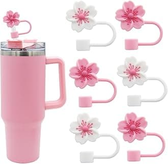 Flower Silicone Straw Cover Cap for Stanley Cup,Silicone Straw Topper 10 mm 0.4 in Reusable StrawTip Covers for Stanley Cups Accessories