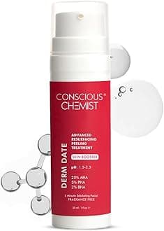 Conscious Chemist® 25% AHA, 2% BHA, 5% PHA Peeling Solution | 30ml | Advanced Resurfacing AHA BHA Peeling Solution, Anti Aging Serum, Exfoliating Serum for Pore Congestion & Fine Lines - Derm Date