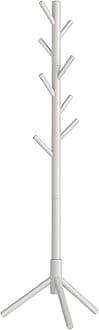 VASAGLE Solid Wood Coat Rack, Free Standing Tree-Shaped Coat Rack with 8 Hooks, 3 Height Options, for Clothes, Hats, Bags, Living Room, Bedroom, Home Office, Cappuccino Beige URCR004K01