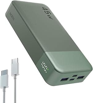NOBIS Power Bank, 45W 20000mAh Portable Charger, USB C Fast Charging, 4 Ports External Battery Pack with LED Digital Display, Compatible with Laptop, Phone 15 14 13 Pro S23 S22 (Green)