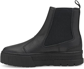 Puma Womens Mayze Round Toe Chelsea Boots Ankle Low Heel 1-2" - Black
