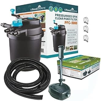 Pressurised Koi Fish Pond Filter Complete Kit with Pond Pump and UV Steriliser Light All in one - Ponds Up to 5000 litres - PFC-5000-KIT-FOUNTAIN