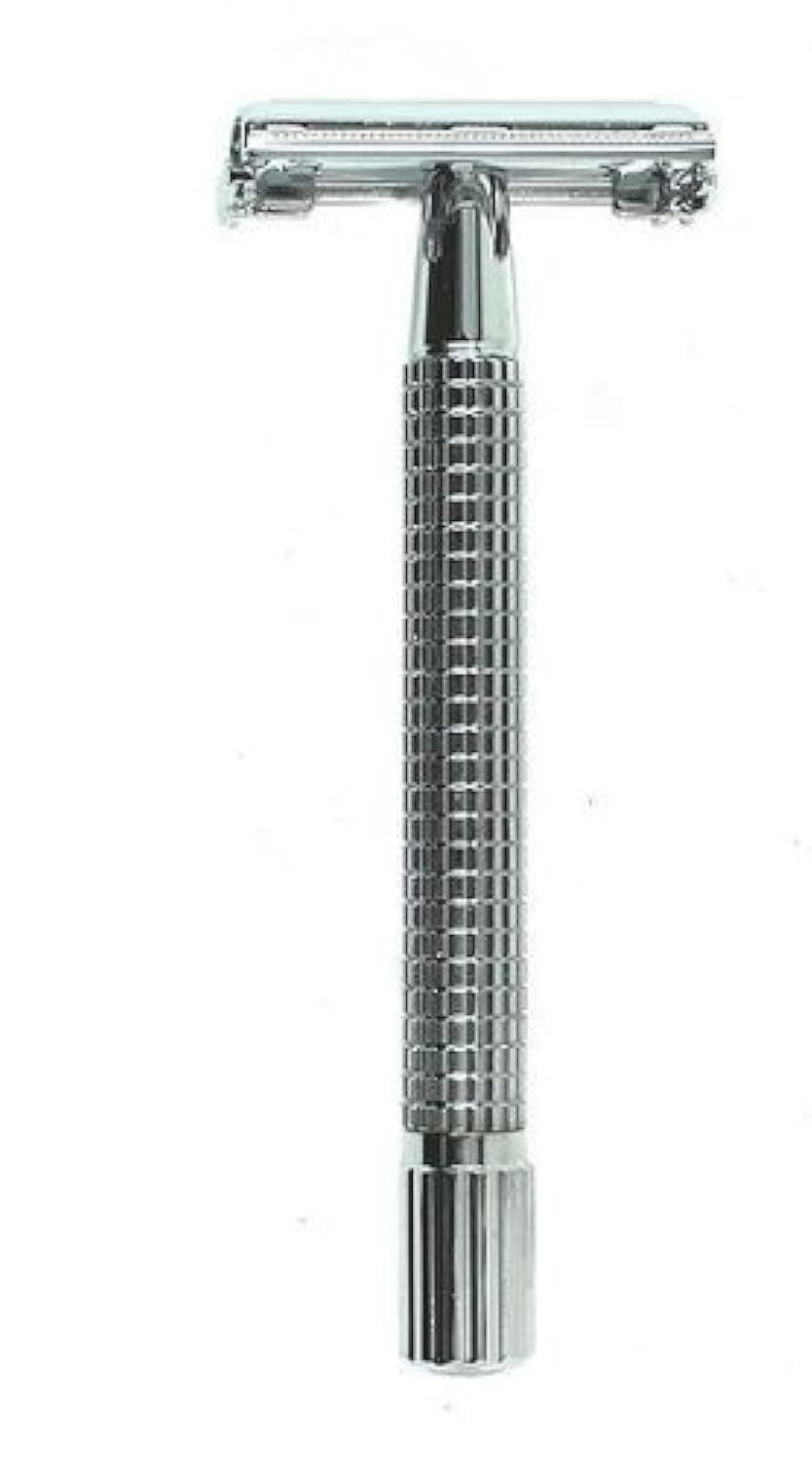 FS Long Handle DE Safety Razor Chrome Handle -- Comes with free 5 pack of blades