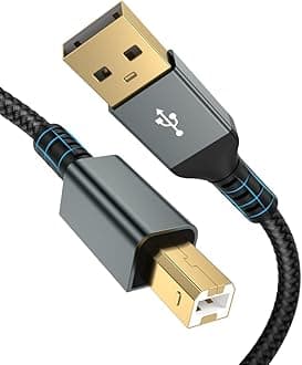 10FT USB Printer Cable - High Speed 2.0 Printer Cord, USB-B Cable, B to A Scanner Cord Compatible with HP, Canon, Epson, Dell, Brother, Lexmark, Xerox, Samsung, Piano, DAC