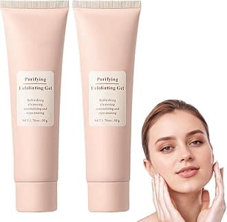 2pcs Purifying Exfoliating Gel, Face Scrub, Facial Exfoliator Cleanser, Exfoliating Gel Scrub for Face, Gentle Facial Cleanser for All Skin Types Cleans Dirt & Oils