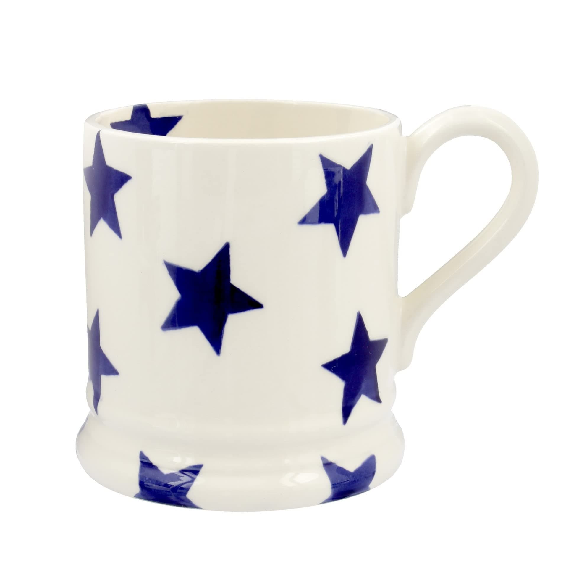 Large Mug 1/2 Pint, Ceramic Coffee Mug Large - Stoneware Mug, Cappuccino, Latte, Coffee, Tea Cup - Beautiful Mugs, Birthday Gift - Coffee Mug Blue Star