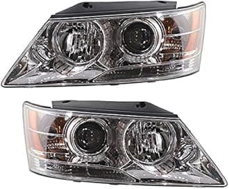 Garage-Pro Headlights Assembly Driver Passenger For Hyundai Sonata 2009-2010 Halogen With Bulbs Fits GL, GLS, Limited, SE, Replaces #921010A500, 921020A500