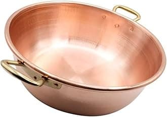 100% Made in Italy Pure Copper Jam Pan – 14 x 4,5 inch, 7.1 Quart, To make homemade jam, With 2 handles, Handmade, Hand hammered