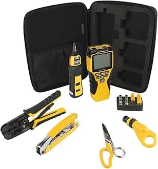 Klein Tools VDV001819 VDV Tool Set has Crimpers, Scout Pro 2 Cable Tester, Snips, Punchdown Tool, Carry Case, Apprentice Tool Set, 6-Piece 141
