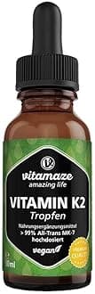Vitamin K2 Drops, 200 mcg Vitamin K2 per Daily Dose, High Strength, Vegan & Liquid, MK-7 Menaquinone (> 99% All-Trans Form), 50 ml (1700 Drops), Supplement Without Additives, High Bioavailability