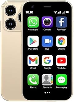 CatCalls Mini Phone 4G Unlocked 3.0'' Touch Screen Compact Mobile Phone for Kids & Students 2000mAh Battery Cell Phone with Dual SIM Quad Core Face ID//Bluetooth/GPS 3GB+32GB Memory (XS15-Gold)