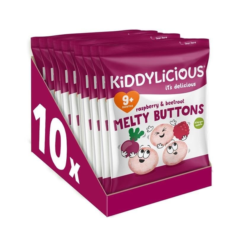 Raspberry & Beetroot Melty Buttons - Delicious Snacks for Kids - Suitable for 9+ Months - 10 packs