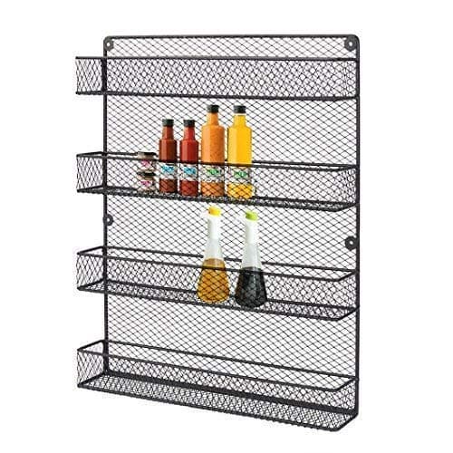 HLC 2 Tier Wall Mount Spice Rack 2 pieces Organizer Country Metal Kitchen Wire Kitchen Spice Storage Shelf（2 pcs）