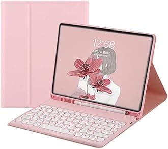 Keyboard Case for Galaxy Tab S10 Plus/S9 FE Plus/S9 Plus/S8 Plus/S7 Plus/S7 FE, Cute Round Keys Slim Folio Cover with S Pen Holder, Magnetically Wireless Detachable Keyboard (Pink)