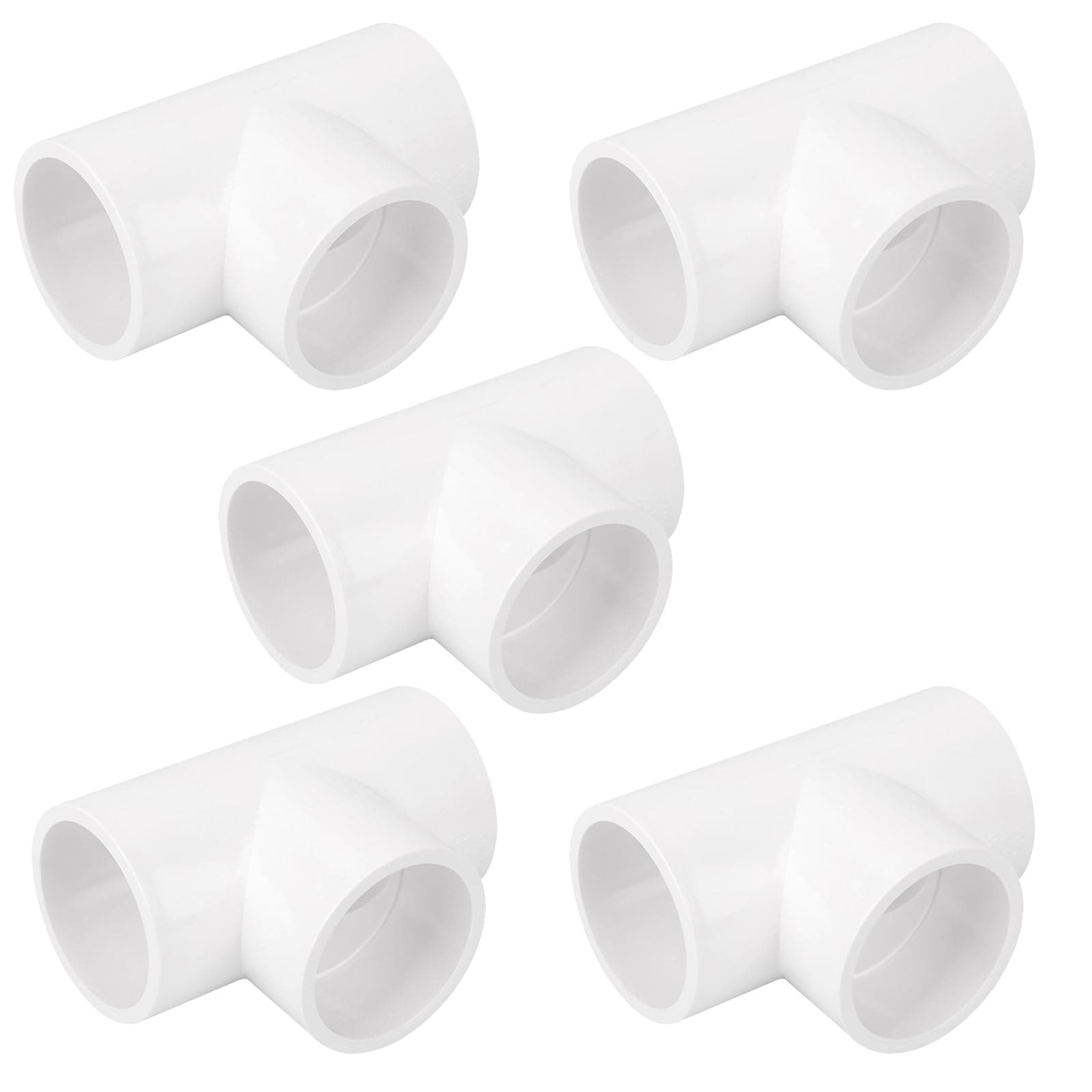 5Pack 1-1/4" PVC Tee 3 Way PVC Pipe Fittings Connector (Socket x Socket x Socket) Furniture Grade SCH40 1.25" PVC Tee Elbow Pipe Fitting Adapter for Water Supplies Build PVC Furniture Shelf
