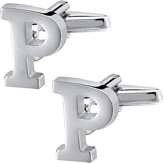 A-Z Initial Cufflink for Men, Classic 18k Gold Silver Black Letter Alphabet Monogram Cuff Links for Wedding Business Party Party