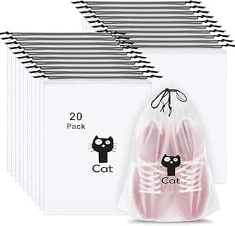 Pristu Pack of 20 Pcs Shoe Bag Cover for Shoe Storage & Travelling Drawstring Bags Waterproof, White
