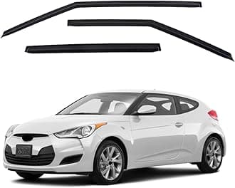 Safe Smoke Window Visor Sun Rain Vent Guard 3 Pcs Set Compatible with 2011~2018 Veloster Out Channel Visor