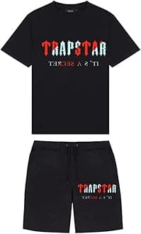 Trapstar Letters Printed Casual Sportswear Suit, Men and Women T-Shirt + Shorts + Hat 3 Piece, Loose Jogging Short Sleeve Tracksuits (Color : H1, Size : Small)