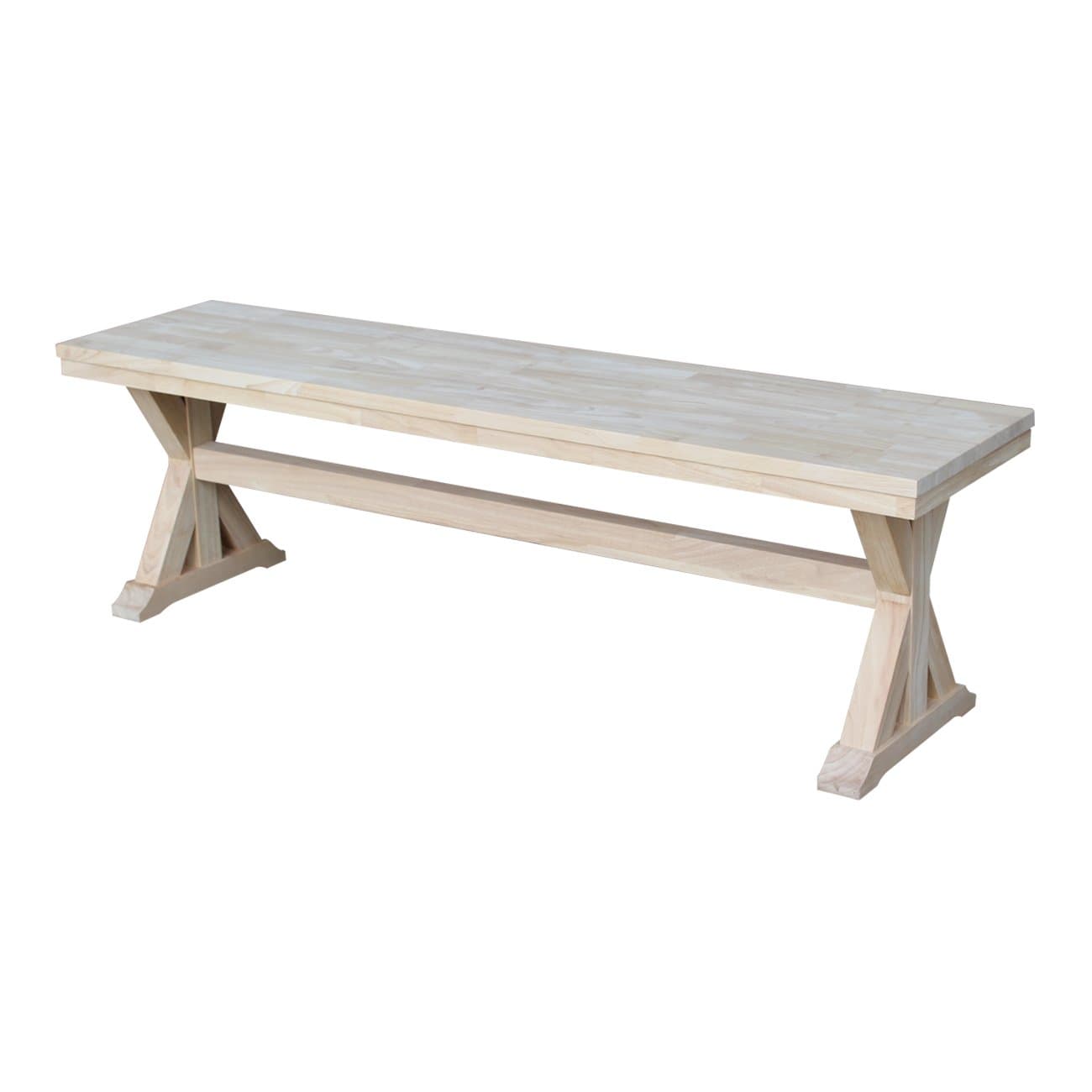 IC International Concepts, Canyon Collection Solid Bench, Solid Real Wood, Sturdy Parawood, Entryway/Dining/Living, 60"W x 14.56"D x 18"H, 450 lbs Weight Capacity, Paint/Stain Ready, Unfinished