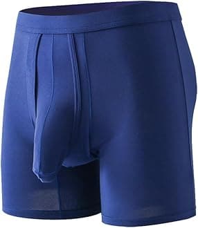 Men's Dual Pouch Underwear Short&Long Leg Bulge Boxer Briefs Separated Pouch Modal Trunks (US, Alpha, Large)