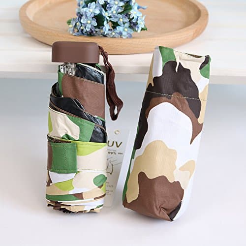Sasan Mini vinyl five folding ultra small super light folding sunshade umbrella sun umbrella pocket half off female,Camouflage coffee