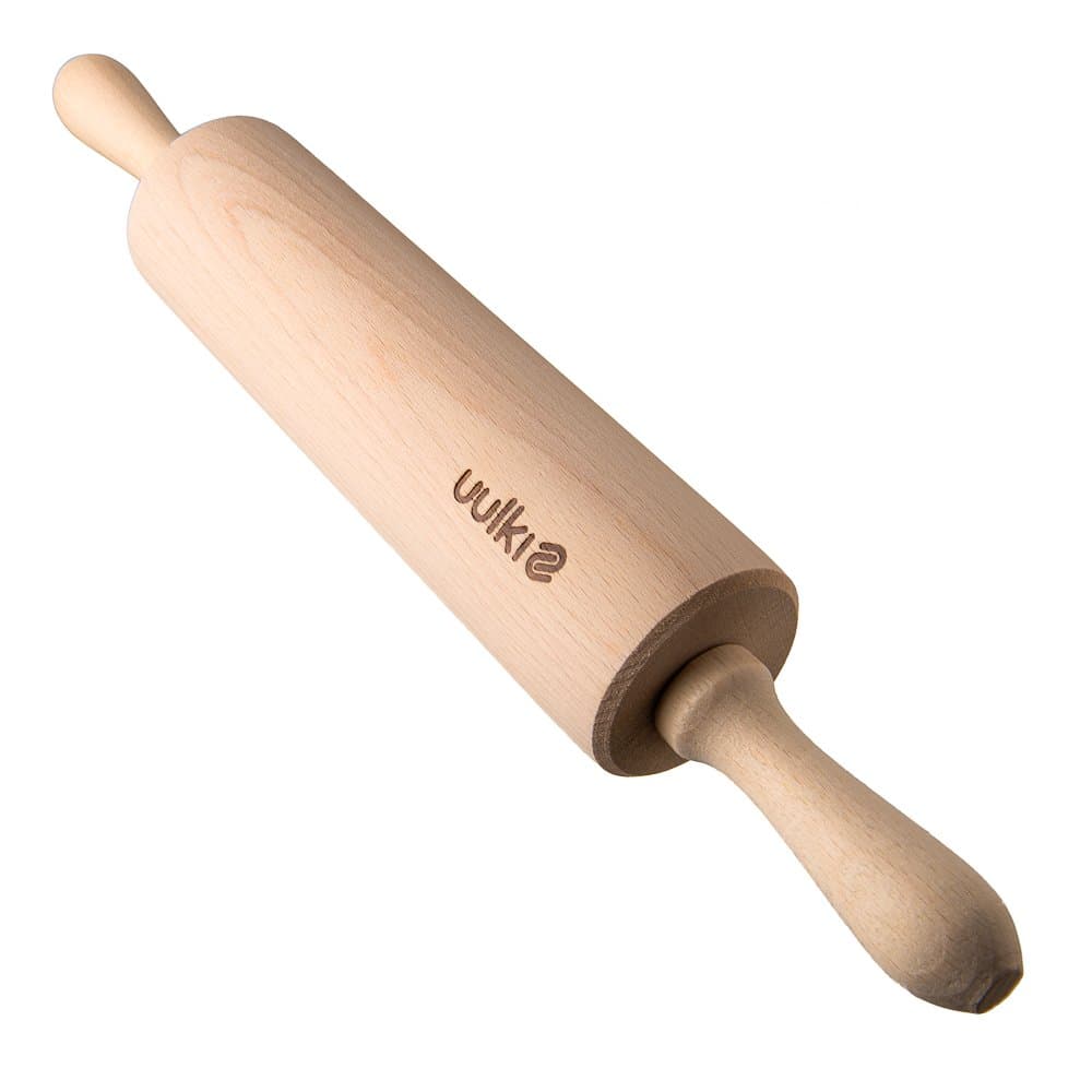 Beech Wood Dough Roller with Handles | Rolling pin 40 cm | Beech Wood Roller for Baking | Environmentally Friendly and Robust | 450g | 5.5cm Diameter