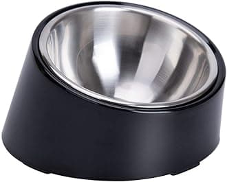 Super Design Mess Free 15° Slanted Bowl for Dogs and Cats, Tilted Angle Bulldog Bowl Dog Feeder, Non-skid & Non-spill, Easier to Reach Food L/2 Cup Dark Black