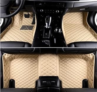 Custom Making Car Floor Mats for 95% Sedan SUV Sports Car Full Coverage Cute Men Women Pads Protection Non-Slip Leather Floor Liners (Beige)